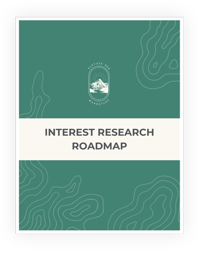 Mockup of Elevate Her Marketing's Interest Research Roadmap